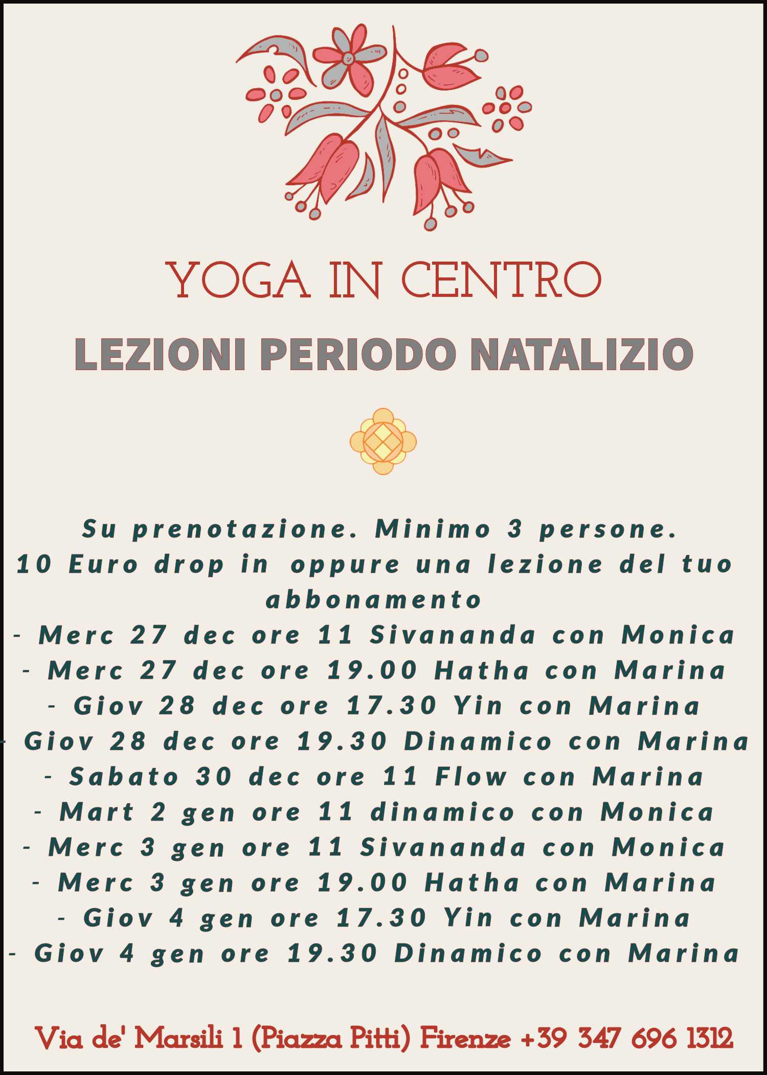 Christmas Yoga Timetable