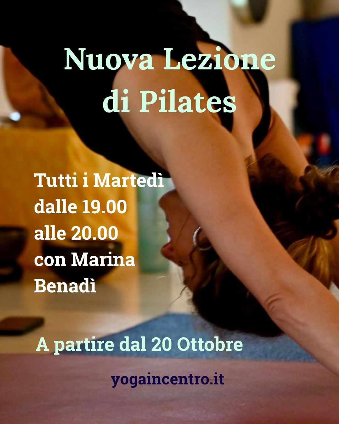 Nuova lezione di Pilates Tutti i martedì dalle 19.00 alle 20.00 con Marina Benadì